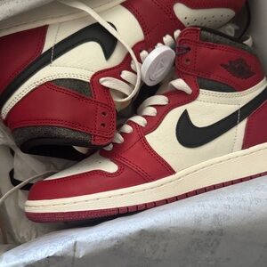 Red and White High-Top Sneakers